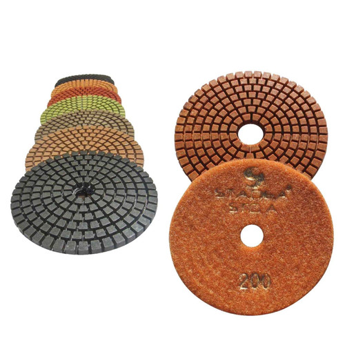 STADEA Grit 200 (2 Pieces) 4" Diamond Polishing Pads for Granite Marble Concrete Stone polishing Wet Grinder