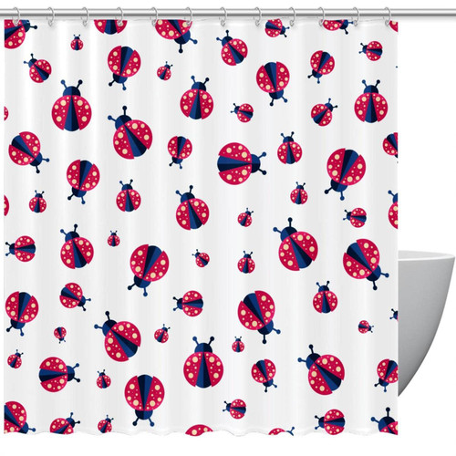 VAPOKF Shower Curtain for Bathroom Decor, Ladybug Waterproof Polyester Fabric Bath Curtain Set with 12 Hooks - 66x72 Inches