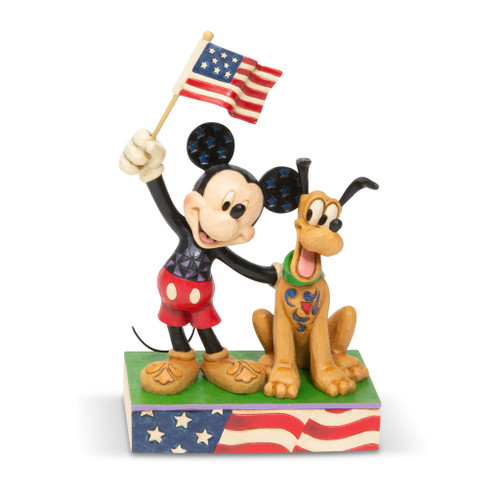 Enesco Disney Traditions by Jim Shore Mickey Mouse and Pluto Patriotic Figurine, 7 Inch, Multicolor