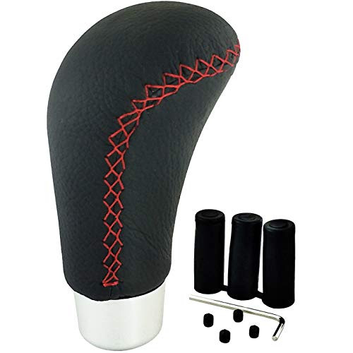 LUNSOM Long Shifter Knobs Universal Automatic Transmission Shift Lever Knob Manual Red Leather Handle for Car Accessories Gear Stick Shifts Head Adapters