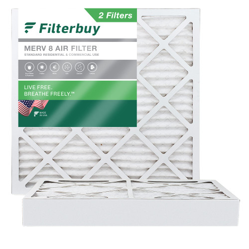 Filterbuy 25x25x4 Air Filter MERV 8 Dust Defense (2-Pack), Pleated HVAC AC Furnace Air Filters Replacement (Actual Size: 24.50 x 24.50 x 3.75 Inches)