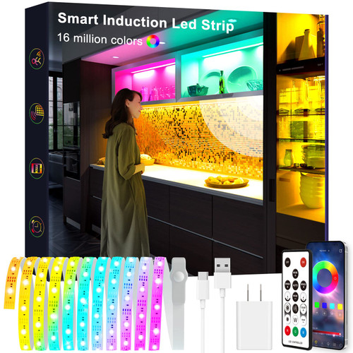 KANTUTOE 6.56FT Motion Sensor Light Strip, App Program Control Under Bed Sensor Light, Motion Activated LED Light Strip, Night Light Strip with USB 5V RGB LED Light, Suitable for Bed Cabinet Bedroom KANTUTOE 6.56FT Motion Sensor Light Strip, App Program Control Under Bed Sensor Light, Motion Activated LED Light Strip, Night Light Strip with USB 5V RGB LED Light, Suitable for Bed Cabinet Bedroom