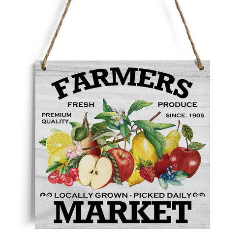 HTBIG Summer Decor Farmhouse Fruit Wooden Sign Wall Hanging Decor for Home Door Garage Family Bar Cafe Room Bathroom Porch Entryway Fruit Market Dining Room Kitchen Decor