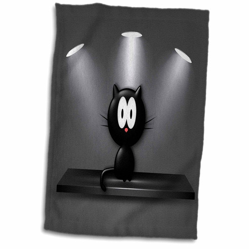 3dRose SpiritualAwakenings_Cats - Show cat Funny Kitty Under The spot Light - Towels (twl-167154-1)