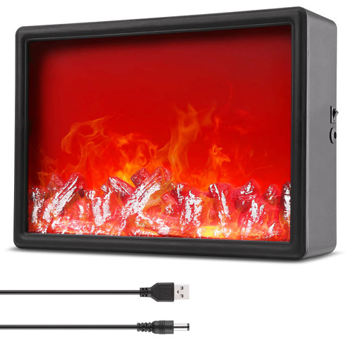 IMAGE Fireplace Lights, Fireplace Lantern LED Flame USB/Battery Powered, Flameless Fire Light for Home Decor, Christmas Ornaments