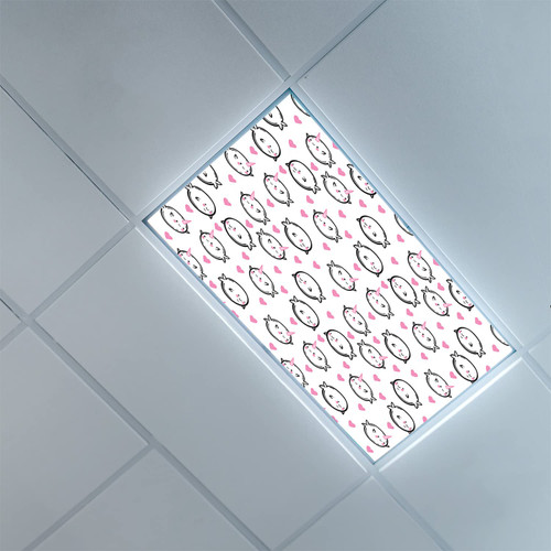 Fluorescent Light Covers for Classroom Office-Narwhal Pattern-Fluorescent Light Covers for Classroom Office-2ft x 4ft Drop Ceiling Fluorescent Decorative,White Black Pink
