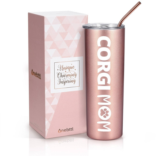Onebttl Corgi Skinny Tumbler Gifts For Women, Female, Her and Corgi lovers - Corgi Mom - 20oz/590ml Stainless Steel Insulated Tumbler with Straw, Lid, Message Card - (Rose gold) Onebttl Corgi Skinny Tumbler Gifts For Women, Female, Her and Corgi lovers - Corgi Mom - 20oz/590ml Stainless Steel Insulated Tumbler with Straw, Lid, Message Card - (Rose gold)