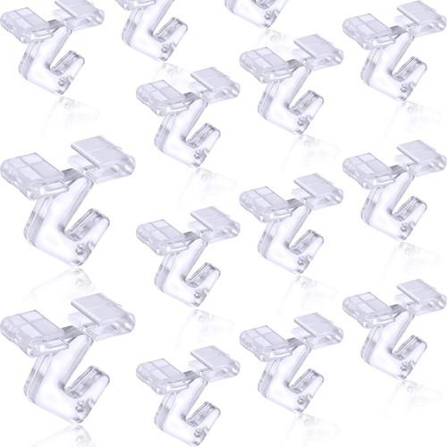 Hotop Clear Drop Ceiling Hooks Christmas Polycarbonate Ceiling Hanger T-Bar Track Clip Suspended Ceiling Hooks for Hanging Plants Office Signs Halloween Christmas New Year Decorations (50 Pieces)