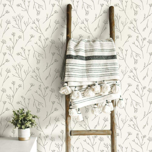 RoomMates RMK11678WP Brown and White Twigs Peel and Stick Wallpaper,Brown & White, Roll
