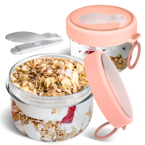20oz Overnight Oats Containers with Lids,Oatmeal Container To Go with Lids and Spoon Leak-proof Overnight Oats Jars for Breakfast On The Go Cups (Pink) 20oz Overnight Oats Containers with Lids,Oatmeal Container To Go with Lids and Spoon Leak-proof Overnight Oats Jars for Breakfast On The Go Cups (Pink)