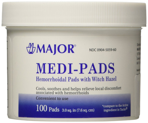 Medi-Pads Maximum Strength with Witch Hazel Hemorrhoidal Hygienic Cleansing Pads 100 Ct per Jar Compare to Tucks Pads, 100 Count(Pack of 6)