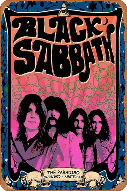 Swrlzvzn Black Sabbath Poster Metal Tin Sign Retro Wall Signs for Home Bar Pub Decor Vintage Family Poster 8x12 inches Swrlzvzn Black Sabbath Poster Metal Tin Sign Retro Wall Signs for Home Bar Pub Decor Vintage Family Poster 8x12 inches