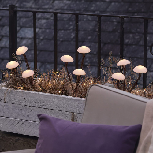 Lights4fun, Inc. Set of 9 Solar Powered Mushroom Toadstool LED Outdoor Waterproof Garden Pathway Landscape Lights