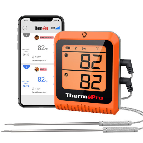 ThermoPro Wireless Meat Thermometer of 650FT, Bluetooth Meat Thermometer for Smoker Oven, Grill Thermometer with Dual Probes, Smart Rechargeable BBQ thermometer for Cooking Turkey Fish Beef