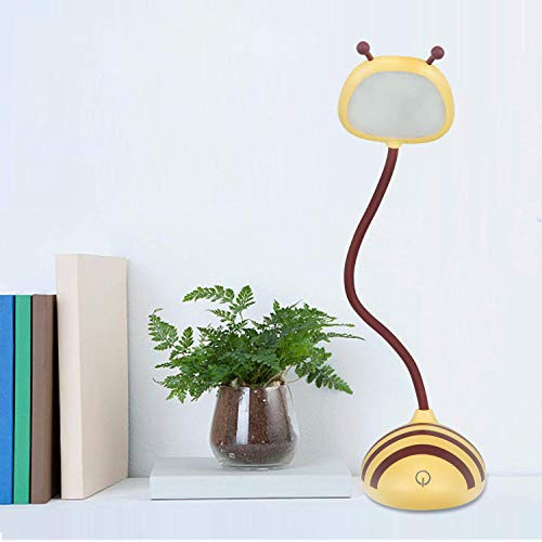 Tycipy LED Desk Lamp Bee Design Touch Control Dimming Light Flexible USB Rechargeable Desk Light Eye-care Children Studying Lamp  Yellow
