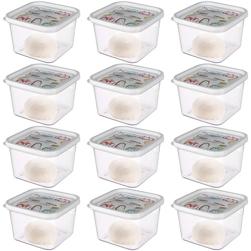 12 Pack Stackable Dough Proofing Box Pizza Dough Proofing Box with Sealing Lids Bread Dough Container Pizza Dough Containers with Covers Food Storage Box Container for Home Kitchen Camping School