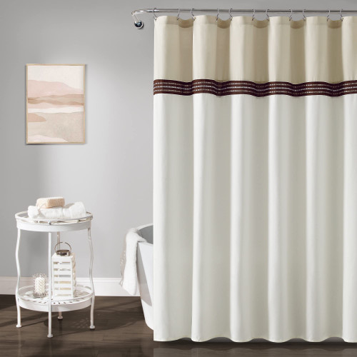 Lush Decor Terra Embroidery Shower Curtain, 72" x 72", Neutral
