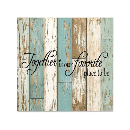 Rustic Wall Art Signs, Together is Our Favorite Place to Be Wood Plaque Sign Decorative Hanging Sign for Home, Office and Nursery 8"x8"