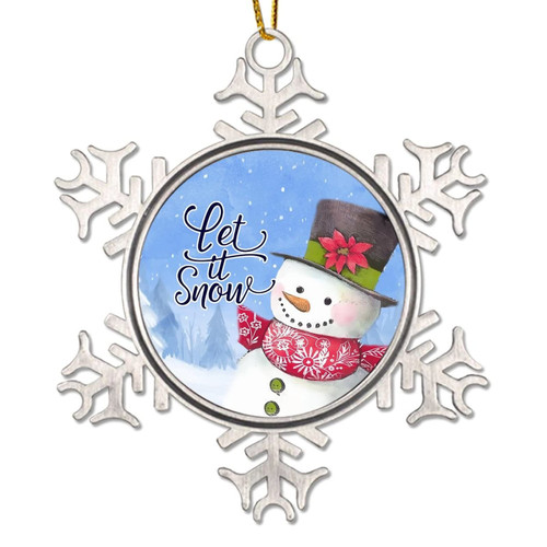 Let It Snow Christmas Ornaments for Tree Snowman Metal Snowflake Ornament Holidays Decoration Winter Blue Sky Christmas Tree Decoration Keepsake Hanging Ornament