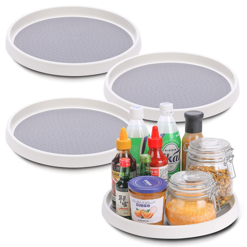 Lazy Susan Turntable, Set of 4, 12 Inch Non-Skid Lazy Susan Organizer for Cabinet, Pantry Organization, Kitchen Storage, Refrigerator, Countertop, Spice Rack (4 Pack 12 in)