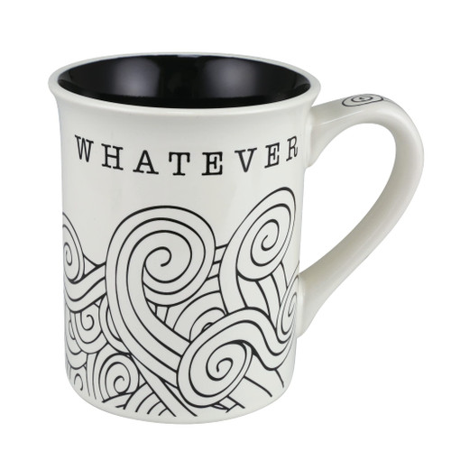 Enesco Our Name is Mud Whatever Swirls Coffee Mug, 16 Ounce, Black and White