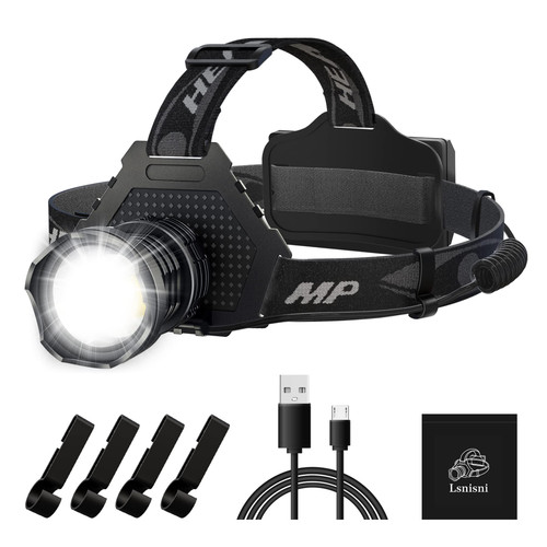 Lsnisni 15000 Lumen Ultra Bright Headlamp Flashlight, LED Rechargeable Headlamp, XHP70 Waterproof Head Lamp with Zoomable Light, 5 Modes Headlamps for Adults Camping Hunting Outdoors Hardhat Work Lsnisni 15000 Lumen Ultra Bright Headlamp Flashlight, LED Rechargeable Headlamp, XHP70 Waterproof Head Lamp with Zoomable Light, 5 Modes Headlamps for Adults Camping Hunting Outdoors Hardhat Work