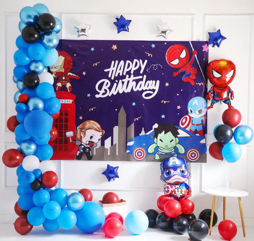 Superheroes Party Supplies, Superhero Theme birthday Decoration Set for Boys with Balloons Garland kit, Superheroes Party Backdrop and Superhero foil Balloons