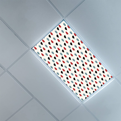Fluorescent Light Covers for Ceiling Light Diffuser Panels-Mid Century Pattern-Light Filters Ceiling LED Ceiling Light Covers-2ft x 4ft Drop Ceiling Fluorescent Decorative,Slate Blue Black Red