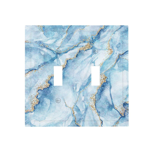 Wall Plate White Blue Marble 2-Gang Light Switch Plate Duplex Toggle Switch Covers For Bedroom Kitchen Home Decor