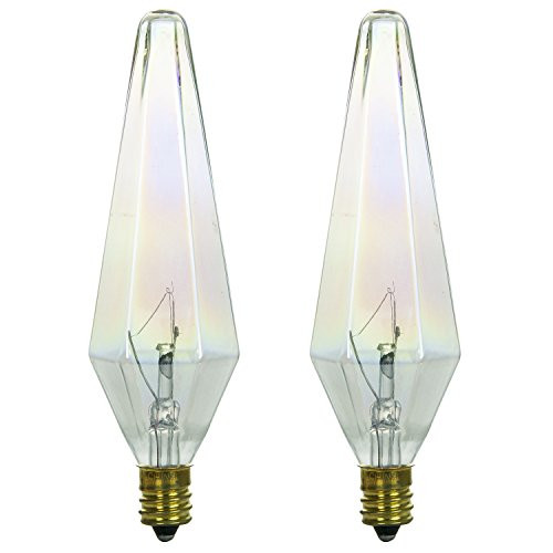 Sunlite 40P/AU/CD2 Incandescent 40-Watt, Candelabra Based, Prismlite Bulb, Auradescent, 2 Pack