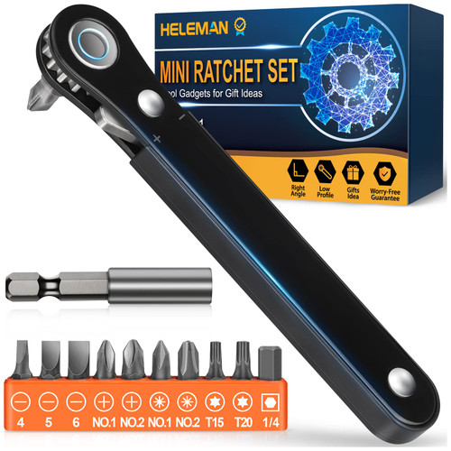 Stocking Stuffers Right Angle Screwdriver - Mini Ratcheting 90 Degree Offset Screwdriver Bit Set EDC Gear Pocket Screwdriver Low Profile Ratchet for Tight Space Sewing Machine Tool Gifts for Men Women Stocking Stuffers Right Angle Screwdriver - Mini Ratcheting 90 Degree Offset Screwdriver Bit Set EDC Gear Pocket Screwdriver Low Profile Ratchet for Tight Space Sewing Machine Tool Gifts for Men Women