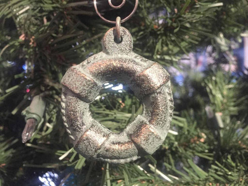 Hampton Nautical 3xglass-101 Antique Bronze Cast Iron Lifering Ornament 5"-Christmas Tree Idea-Xmas Decoration