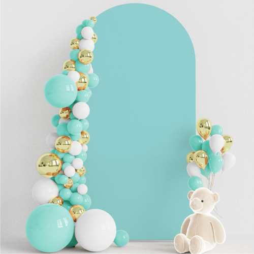 Wokceer 6.6FT Wedding Arch Cover Spandex Fitted Wedding Arch Stand Covers Round Top Chiara Arch Backdrop Cover for Birthday Party Ceremony Banquet Decoration Turquoise