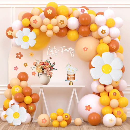 Daisy Balloon Garland Arch Kit Boho Balloons with Groovy Hippie Daisy Flower Wall Decals Foil Balloons for Baby Shower Birthday Wedding Decorations Party Supplies (Boho Daisy) Daisy Balloon Garland Arch Kit Boho Balloons with Groovy Hippie Daisy Flower Wall Decals Foil Balloons for Baby Shower Birthday Wedding Decorations Party Supplies (Boho Daisy)