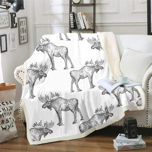 Feelyou Moose Fleece Blanket Wild Animal Theme Sherpa Blanket for Chair Sofa Couch Cartoon Moose Plush Throw Blanket Breathable Gray Wildlife Style Fuzzy Blanket Room Decor Twin 60"x80" Feelyou Moose Fleece Blanket Wild Animal Theme Sherpa Blanket for Chair Sofa Couch Cartoon Moose Plush Throw Blanket Breathable Gray Wildlife Style Fuzzy Blanket Room Decor Twin 60"x80"