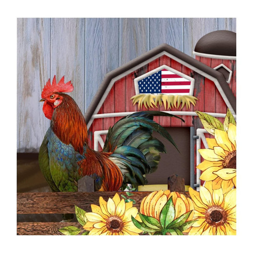 Rooster Barnyard Cockerel Design Sunflower Barn Wall Decals Cute Farm Garden Rooster Wall Sticker Vinyl Wall Stickers Quotes for Mirrors Family Home Decor