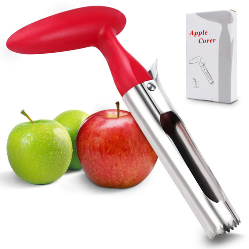Premium Apple Corer, Sturdy Apple Corer Tool For Removing Pits, Durable Portable Stainless Steel Fruit Core Remover with Sharp Serrated for Pears, Bell Peppers, Fuji