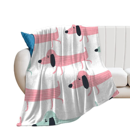 NAHAN Throw Blankets Dachshund Dogs Fleece Blanket Breathable Flannel Blankets Warm Blanket for Bed Sofa Couch Chair Office