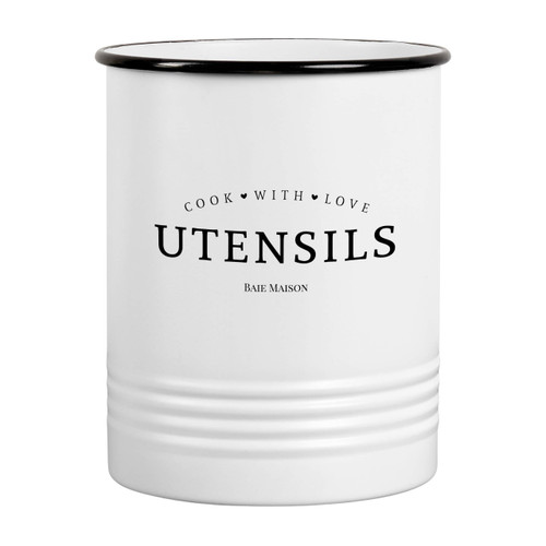 Baie Maison Large Kitchen Utensil Holder for Countertop - Farmhouse Kitchen Tools Storage Organizer Utensil Crock - White Cooking Utensil Holder for Kitchen Counter - Utensil Caddy Jar Spatula Holder Baie Maison Large Kitchen Utensil Holder for Countertop - Farmhouse Kitchen Tools Storage Organizer Utensil Crock - White Cooking Utensil Holder for Kitchen Counter - Utensil Caddy Jar Spatula Holder