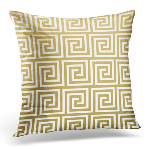 TORASS Throw Pillow Cover Retro Squares Elegant Gradient Mustard Yellow and White Greek Key Contemporary Decorative Pillow Case Home Decor Square 20x20 Inches Pillowcase