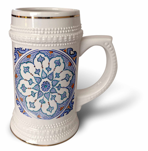 3dRose Turkish Blue and White Arabian Floral Middle Eastern... - 22oz Stein Mug (stn-371819-1)
