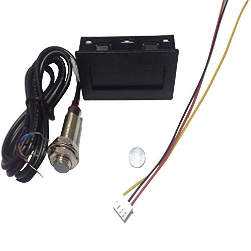 FCBB 4 Digital Blue LED Tachometer RPM Speed Meter+Hall Proximity Switch Sensor NPN