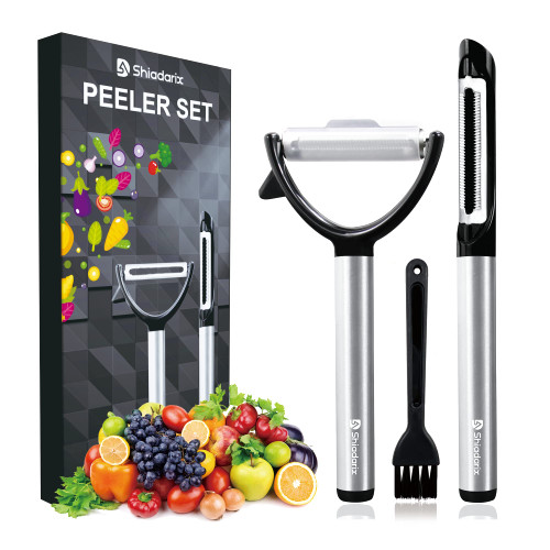 Shiadarix Vegetable Peeler, Potato Peelers for Kitchen, Veggie and Fruit Peeler for Carrot Patatoes, Y and I-Shaped Kitchen Peeler Set, Stainless Steel Sharp Blade and Ergonomic Handle, 2-Pack