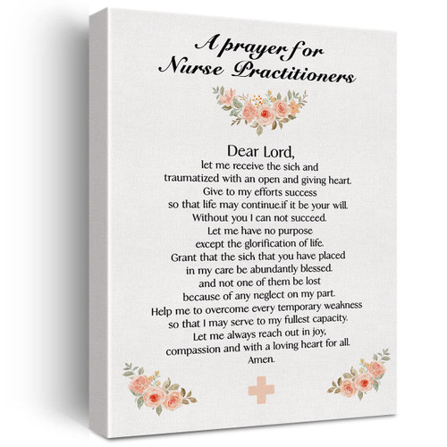 Motivational NP Wall Art Decor Nurse Practitioner Prayer Canvas Print Inspirational Framed Painting for Home Office Wall & Tabletop Decor