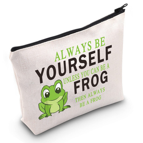 TSOTMO Frog survival kit Makeup Bag Gift Frog Lover Gifts Always Be Yourself Unless You Can Be A Frog Then Always Be A Frog Cosmetic Bag Motivational Gift (Be Frog)