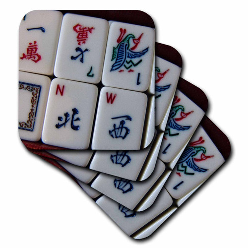 3dRose Luv Mah Jongg Ceramic Tile Coaster, Set of 8