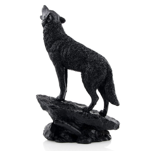 Black Wolf Sculpture Wildlife Howling Wolf Statue and Figurine