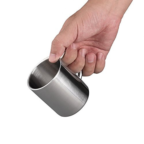 Tea Mug,Brushed Stainless Steel Double Wall Mugs Tea Cups Drinking Cups,Stainless Steel Coffee Beer Tea Mugs,Coffee Mugs Stainless Steel - Double Wall,Metal Coffee Mug Tea Cups