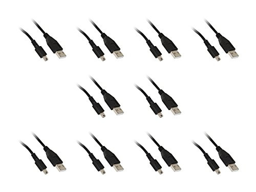 Mini USB 2.0 Cable, Black, Type A Male to 5 Pin Mini-B Male, 6 foot - 10 Pack