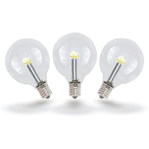 Novelty Lights 25 Pack G40 LED Outdoor String Light Patio Globe Replacement Bulbs, Warm White, 3 LED's Per Bulb, Energy Efficient